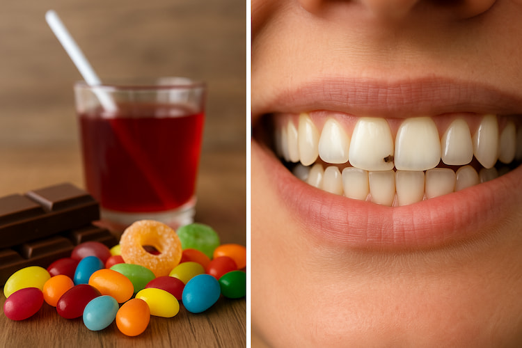 cavity on a front tooth- too much sugar