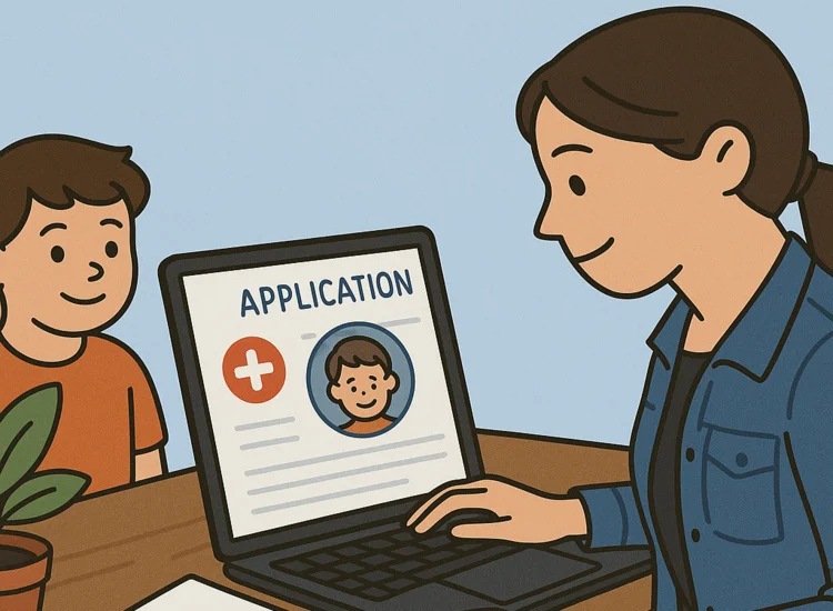 A picture of a kid being registered for healthy kids program in Vancouver