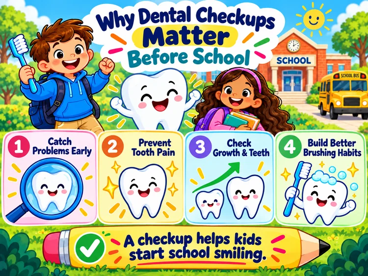 A picture representing the importance of dental checkups before school